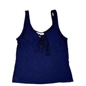 Adam Levine Lace Up Blue Womens Tank Top Size Large